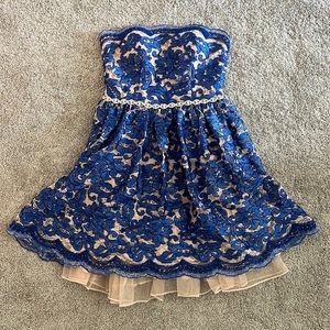 Jodi Christopher Lace Strapless Dress